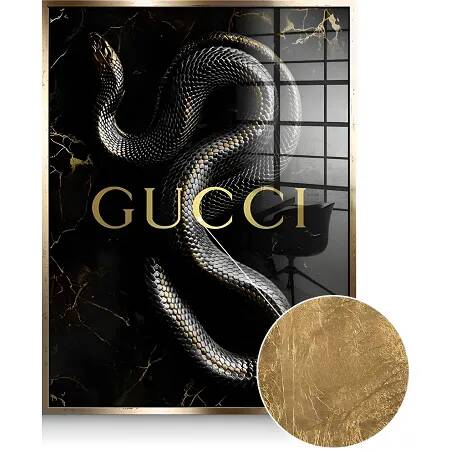 Tableau feuille d'or Gucci Snake doré