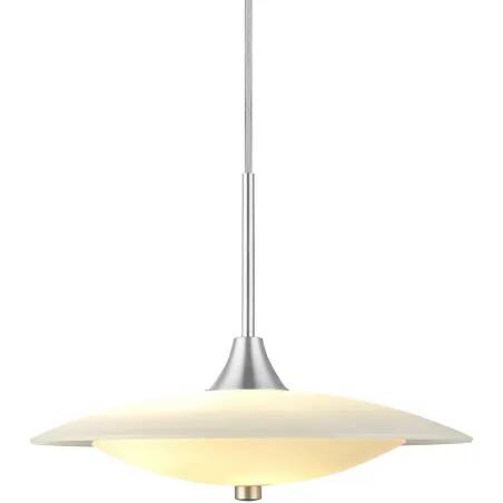 Lampe suspension en verre blanc et métal argent brossé Ø40