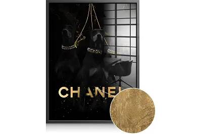 Tableau feuille d'or Chanel noir