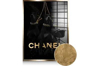 Tableau feuille d'or Chanel doré