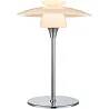 Lampe de table en métal chromé et verre blanc H30