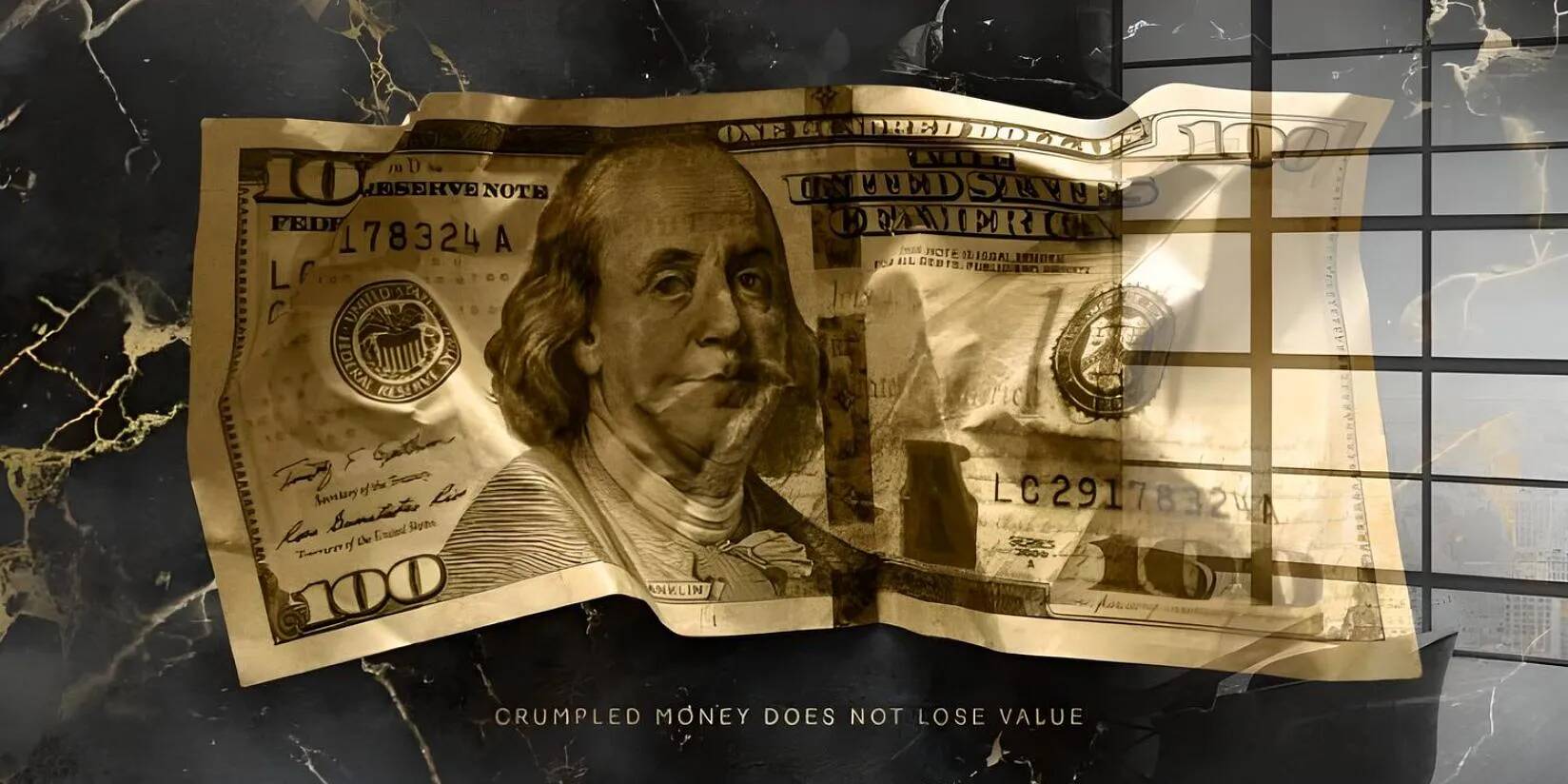 Tableau feuille d'or Benjamin Franklin