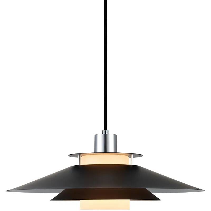 Lampe suspension en métal noir et chromé Ø40
