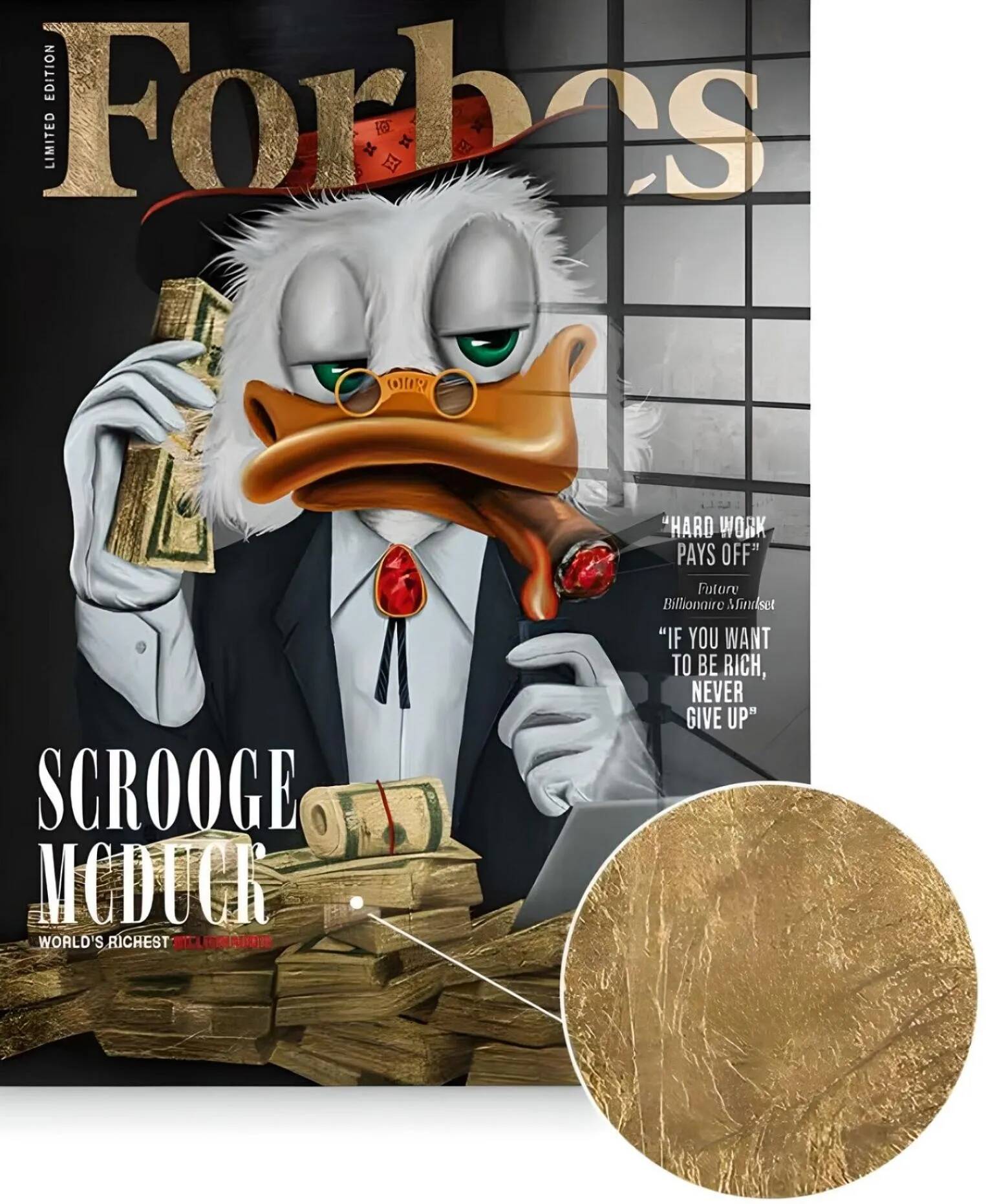 Tableau feuille d'or Billionaire Duck Scrooge