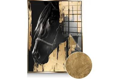 Tableau feuille d'or Luxury Horse doré