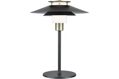 Lampe de table en métal noir et laiton antique H30