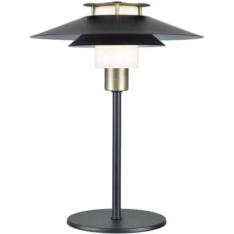 Lampe de table en métal noir et laiton antique H30