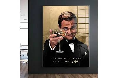 Tableau feuille d'or Leonardo DiCaprio noir