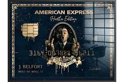 Tableau feuille d'or Royal American Express noir