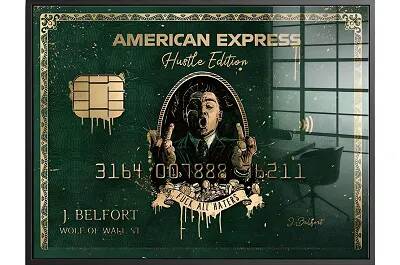 Tableau feuille d'or Royal Green American Express noir