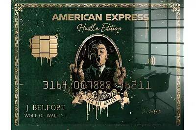 Tableau feuille d'or Royal Green American Express