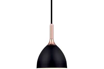 Lampe suspension en métal noir et cuivre Ø14
