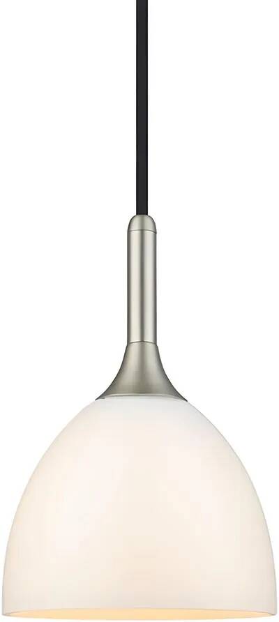 Lampe suspension en verre blanc et aluminium argenté Ø14