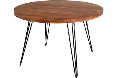 17158 - 183698 - Table à manger en bois massif d'acacia et métal noir Ø120