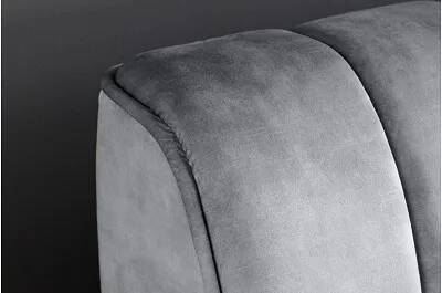 Lit design en velours matelassé gris et métal noir 160x200