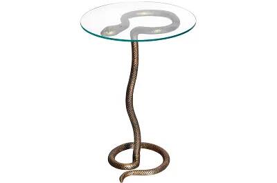 17262 - 185631 - Table d'appoint design serpent en verre et aluminium cuivré