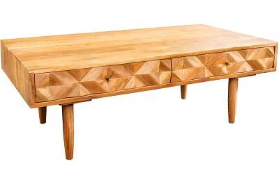 17298 - 186090 - Table basse en bois massif d'acacia 2 tiroirs