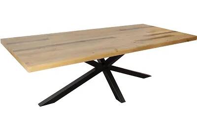 17299 - 186101 - Table à manger en bois massif de pin et métal noir 200X100