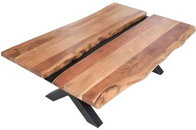 17302 - 186151 - Table basse en bois massif d'acacia et métal noir