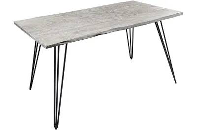 Table de salle à manger en bois massif d'acacia gris sablé L140x80