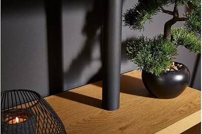 Étagère design sur pieds en bois laminé naturel et métal noir 4 planches