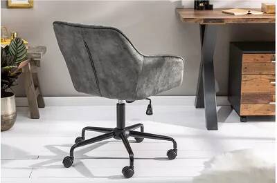 Chaise de bureau design en velours matelassé vert
