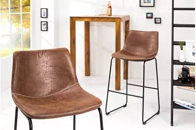 Set de 2 chaises de bar en microfibre marron vintage