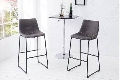 Set de 2 chaises de bar en microfibre gris vintage