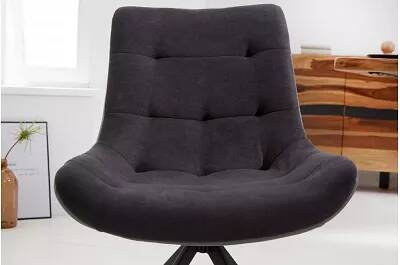 Set de 2 chaises en simili cuir et microfibre matelassé gris foncé