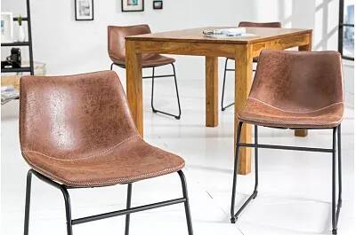 Set de 2 chaises en microfibre marron vintage