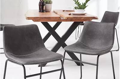 Set de 2 chaises en microfibre gris vintage