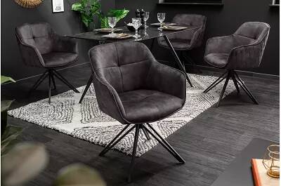 Set de 2 chaises pivotantes en velours gris foncé