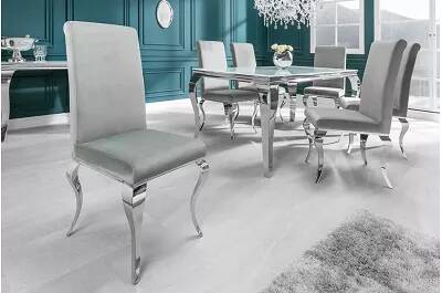 Set de 2 chaises en velours gris et inox chromé
