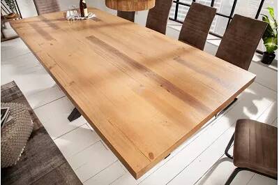 Table à manger en bois de pin recyclé naturel L200x100