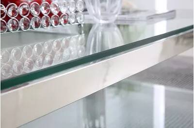 Table basse design en verre et acier chromé L120