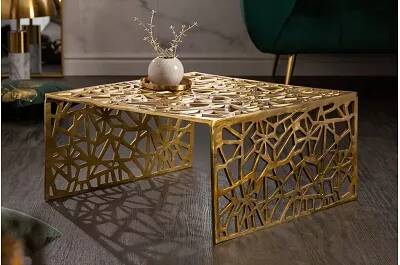 Table basse design en aluminium doré L60