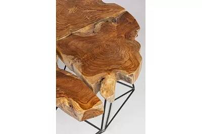 Table basse en bois teck et acier noir