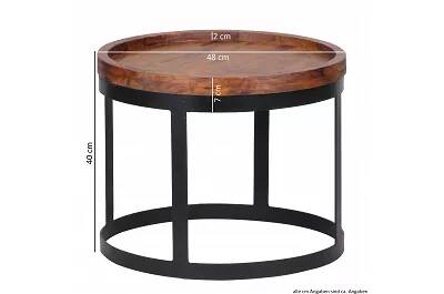 Set de 2 tables basses design bois massif sheesham et métal noir Akiba