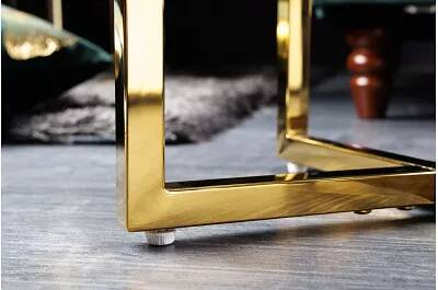 Table d'appoint en métal doré et verre aspect marbré blanc