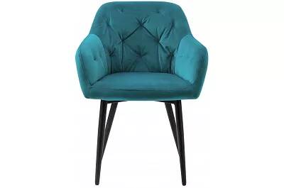 Chaise en velours capitonné turquoise