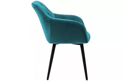 Chaise en velours capitonné turquoise