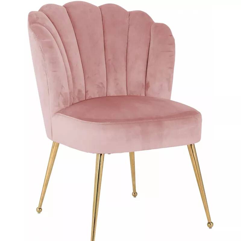Chaise en velours matelassé rose