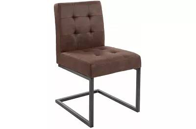 Chaise en microfibre capitonné marron vintage