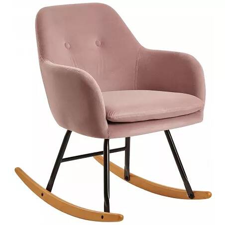 Chaise à bascule en velours rose