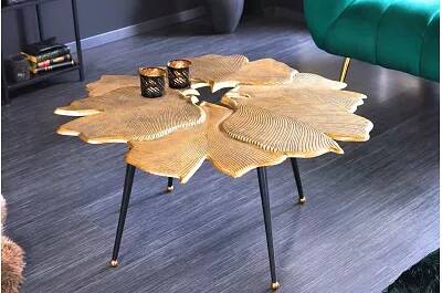 Table basse design en aluminium doré et noir