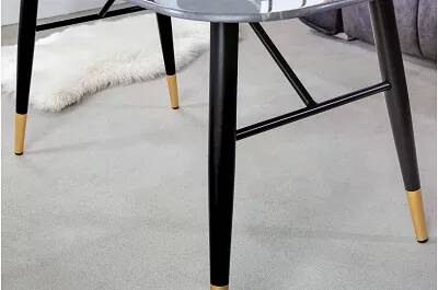 Table basse design en verre anthracite aspect marbre et métal noir