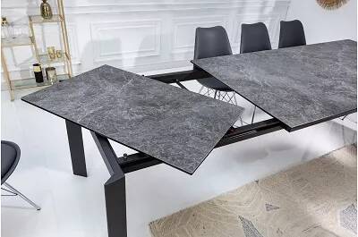 Table de salle à manger extensible en céramique aspect marbre granit L180-240