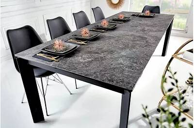 Table de salle à manger extensible en céramique aspect marbre granit L180-240