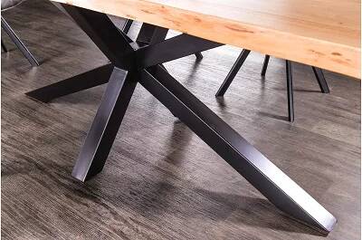Table à manger en bois massif acacia et métal noir L200x100