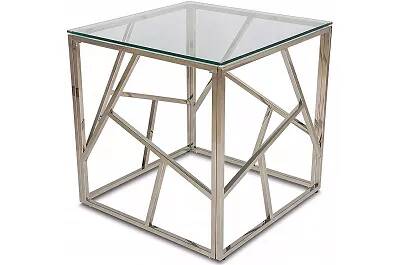 3669 - 101093 - Table d'appoint design en acier chromé et verre